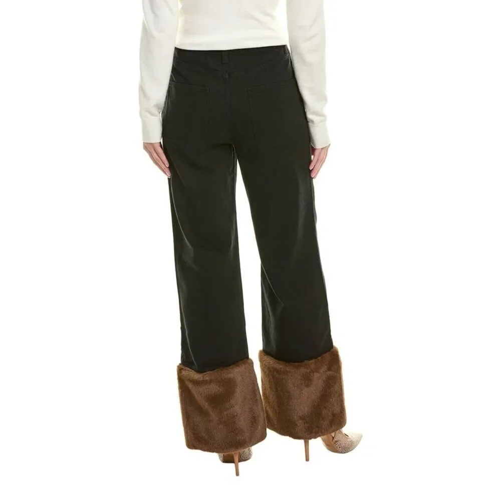 NWT WeWoreWhat Faux fur straight legs jeans Size 25
